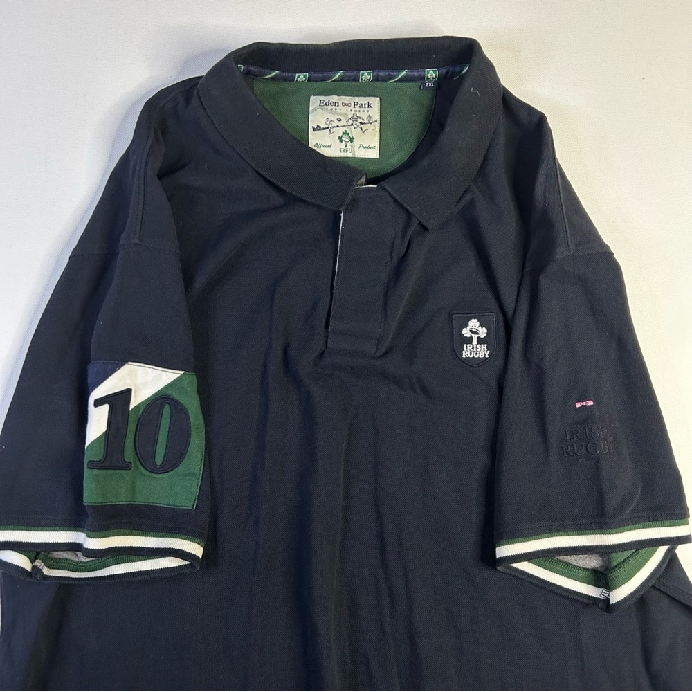 Vintage Eden Park Irish Rugby Shirt Mens 2XL Embroidered #10 RARE Polo